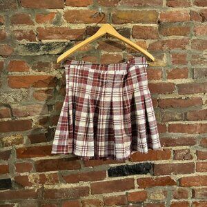 Hippie Rose Plaid Pleated Mini Skirt Size Large